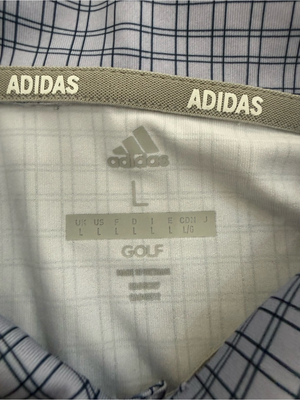adidas Men’s Light Blue Checked Golf Polo - Picture 8 of 16